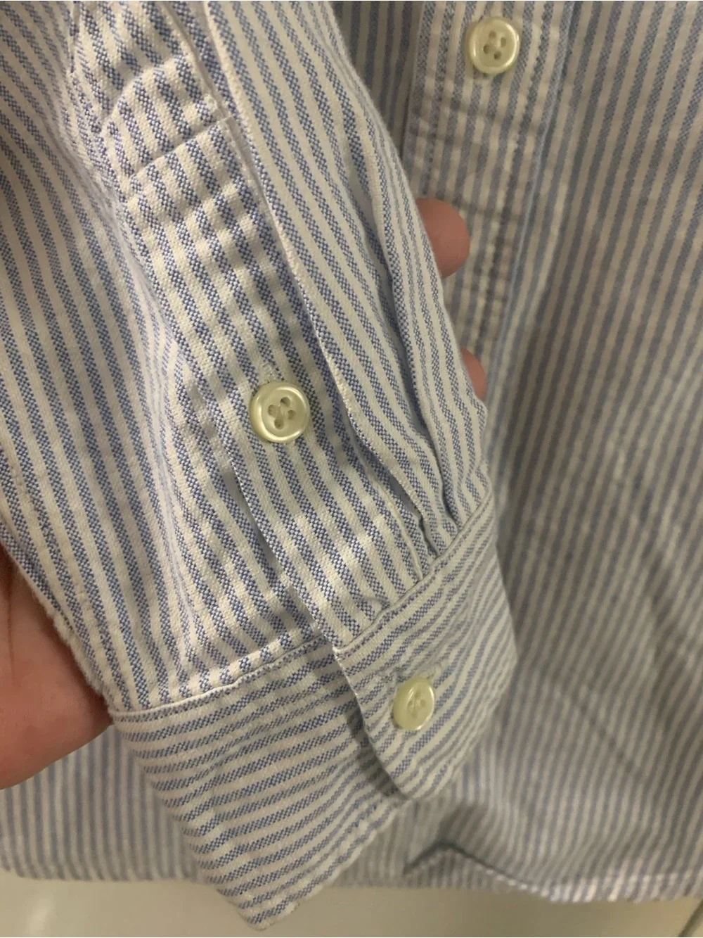 Polo Ralph Lauren Boys Button Down Shirt Blue White Stripe Cotton Size M 10-12